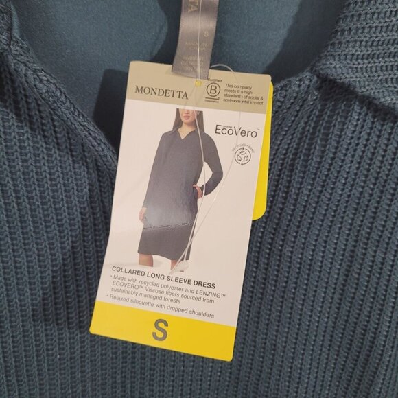 NEW Mondetta Collared Long Sleeve Ribbed Knit Eco Dress S // 25CT - Picture 3 of 9